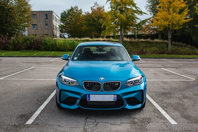 blue bmw car