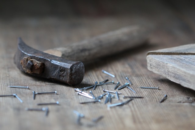 hammer and nails on the table